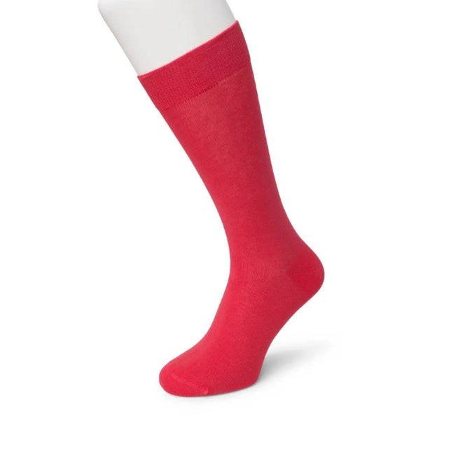 Bonnie Doon heren Cotton Sock BD 632401 in rood, effen model met brede geribde boord. - Jambelles