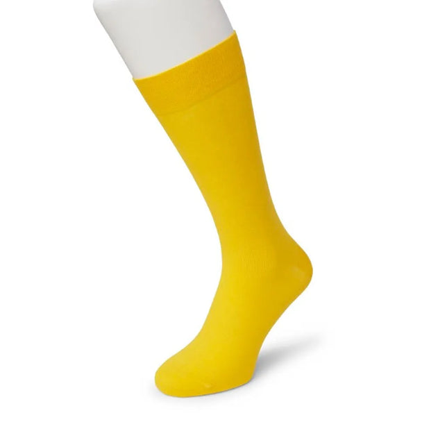 Gele Bonnie Doon heren Cotton Sock BD 632401, effen sok met brede geribde boord op een paspopbeen. - Jambelles