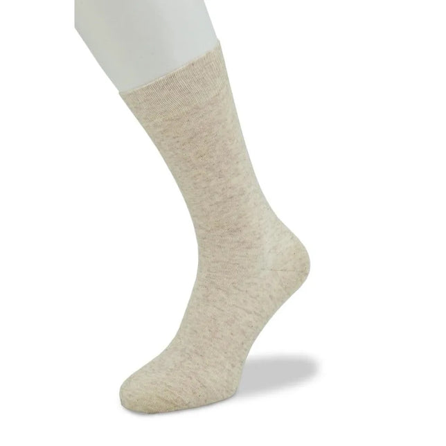 Bonnie Doon heren Cotton Sock BD 632401 in gemêleerd beige met geribde boord. - Jambelles