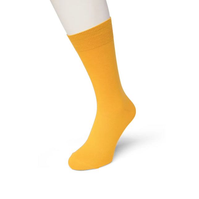 Bonnie Doon heren Cotton Sock BD 632401 in effen mosterdgeel met geribde boord. - Jambelles