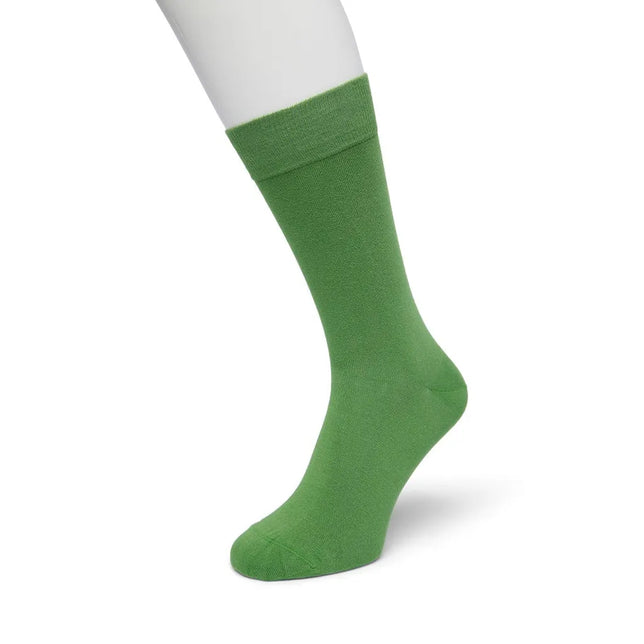 Bonnie Doon Cotton Sock BD 632401 herensok in effen groen met brede boord en gevormde hiel en teen. - Jambelles