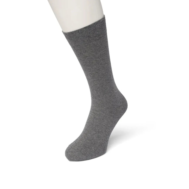 Bonnie Doon heren Cotton Sock BD 632401 in effen grijs met geribde boord - Jambelles