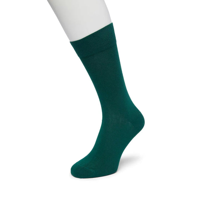 Bonnie Doon heren Cotton Sock BD 632401 in effen donkergroen met brede boord - Jambelles
