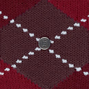 Burlington dameskniekous Whitby 22319 in bordeauxrood en roze met ruitpatroon en metalen logo-embleem - Jambelles