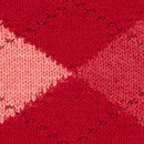 Burlington dameskniekous Whitby 22319 in bordeauxrood en roze met ruitpatroon en metalen logo-embleem - Jambelles