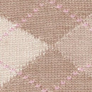 Burlington dameskniekous Whitby 22319 in bordeauxrood en roze met ruitpatroon en metalen logo-embleem - Jambelles