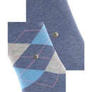 Burlington E.day Mix damessokken 2-pack in marineblauw, met effen sok en rood-lichtblauw ruitdessin en logoknoopjes - Jambelles