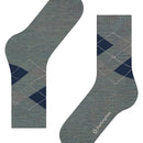 Burlington Marylebone Melange damessok in donkerbruin en roze met argylepatroon en metalen logoknoop. - Jambelles