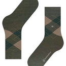 Burlington Marylebone Melange damessok in donkerbruin en roze met argylepatroon en metalen logoknoop. - Jambelles