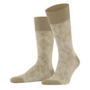 Burlington Carrington SO 21061 herensokken in beige met ruitpatroon en effen boord, hiel en teen. - Jambelles