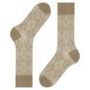 Burlington Carrington SO 21061 herensokken in beige met ruitpatroon en effen boord, hiel en teen. - Jambelles