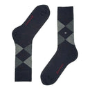 Burlington heren sokken Edinburgh SO 21182 in roestbruin met oranje en donkerblauw argylepatroon. - Jambelles