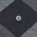 Burlington heren sokken Edinburgh SO 21182 in roestbruin met oranje en donkerblauw argylepatroon. - Jambelles