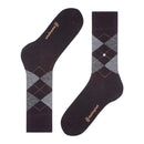 Burlington heren sokken Edinburgh SO 21182 in roestbruin met oranje en donkerblauw argylepatroon. - Jambelles