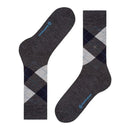 Burlington heren sokken Edinburgh SO 21182 in roestbruin met oranje en donkerblauw argylepatroon. - Jambelles