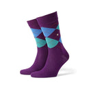 Burlington heren sokken Edinburgh SO 21182 in roestbruin met oranje en donkerblauw argylepatroon. - Jambelles