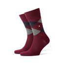 Burlington heren sokken Edinburgh SO 21182 in roestbruin met oranje en donkerblauw argylepatroon. - Jambelles