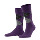 Burlington heren sokken Edinburgh SO 21182 in roestbruin met oranje en donkerblauw argylepatroon. - Jambelles