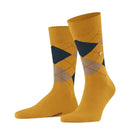 Burlington heren sokken Edinburgh SO 21182 in roestbruin met oranje en donkerblauw argylepatroon. - Jambelles