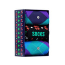 Burlington herensokken giftpack met 3 paar: turquoise-paarse ruiten en zwart met kerstmotieven en tekst SOCKS. - Jambelles