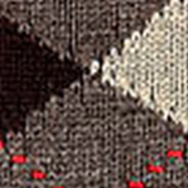 Burlington heren sokken Preston SO 24284 in donkerbruin, met crème vlak en rood-groene details in het breisel. - Jambelles