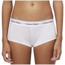 Witte Calvin Klein damesboxer Boy Short 0000F3788E met brede elastische tailleband en herhaald zwart logo. - Jambelles