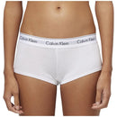 Witte Calvin Klein damesboxer Boy Short 0000F3788E met brede elastische tailleband en herhaald zwart logo. - Jambelles