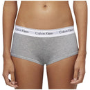 Witte Calvin Klein damesboxer Boy Short 0000F3788E met brede elastische tailleband en herhaald zwart logo. - Jambelles