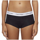 Witte Calvin Klein damesboxer Boy Short 0000F3788E met brede elastische tailleband en herhaald zwart logo. - Jambelles