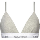 Zwarte Calvin Klein damesbralette Triangle Unlined 000QF1061E met dunne bandjes en witte elastische logoband. - Jambelles