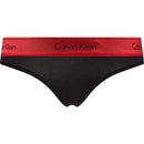 Bordeauxrode Calvin Klein damesstring 000QF6136E met witte elastische tailleband en bordeauxrood logo. - Jambelles