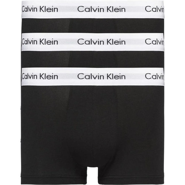 Calvin Klein herenboxers Low Rise Trunk 3-pack in zwart met witte elastische logoband. - Jambelles