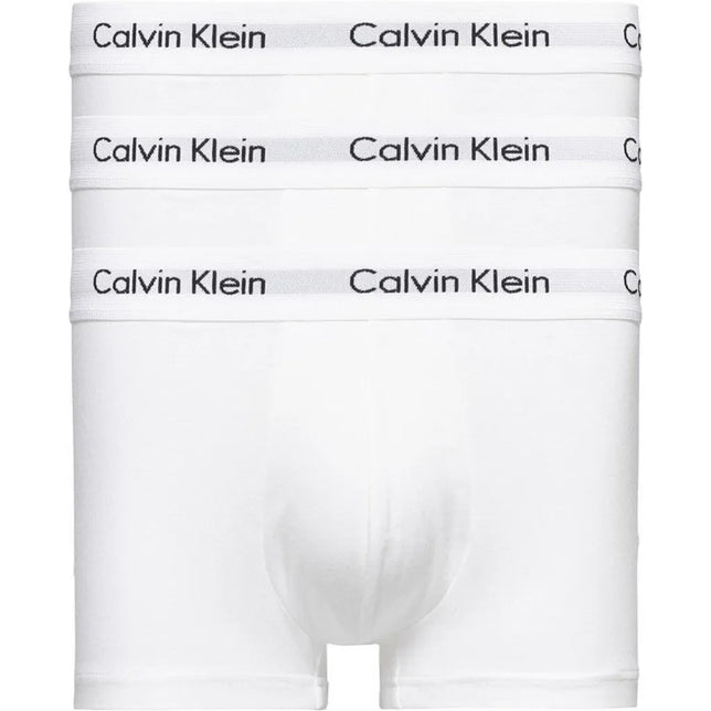 Calvin Klein heren Low Rise Trunk 3-pack in wit met elastische tailleband en zwart logo - Jambelles