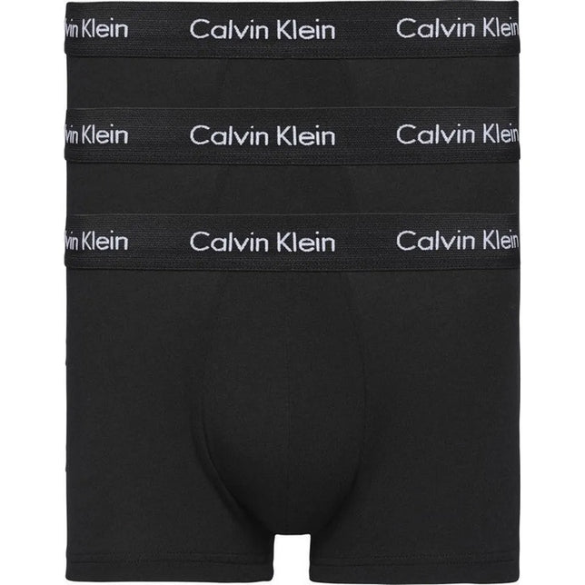 Calvin Klein heren Low Rise Trunk 3-pack in zwart, met elastische tailleband en wit herhaald logo - Jambelles