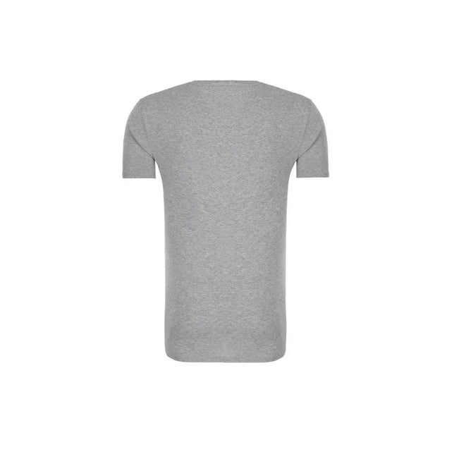 Achteraanzicht van Calvin Klein heren T-shirt 000Nm1438E in gemêleerd grijs met korte mouwen en ronde hals. - Jambelles
