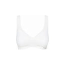 Damesmodel van achteren in zwarte sloggi BODY ADAPT bralette met brede bandjes, gladde stof en diepe ronde rug. - Jambelles