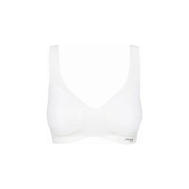 Witte sloggi BODY ADAPT T-Shirt Bra damesbralette met brede bandjes, V-hals en logo op de onderband. - Jambelles