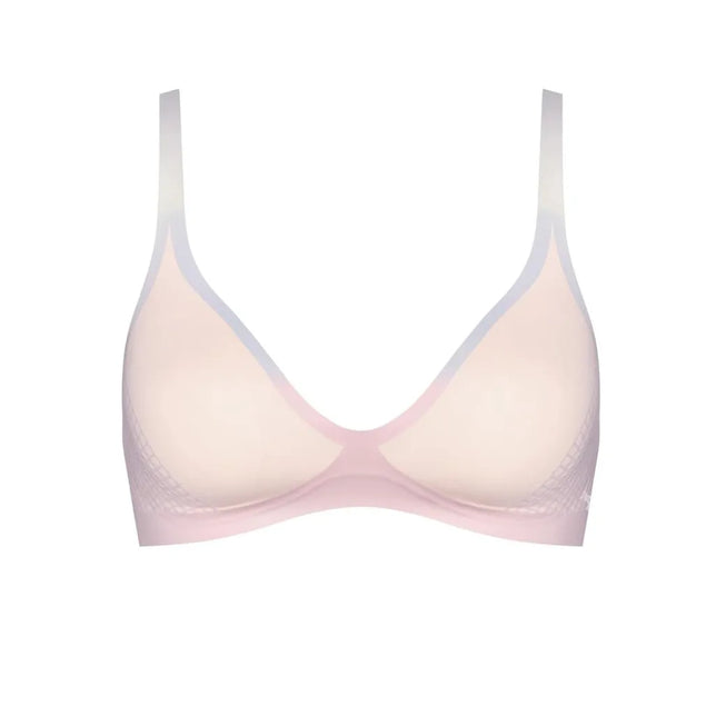 Lichtroze sloggi BODY ADAPT bralette met gladde T-shirtcups, brede onderband en grijs-roze schouderbandjes. - Jambelles