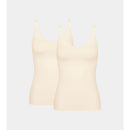 Sloggi GO Shirt 01 C2P dameshemd in beige met spaghettibandjes en V-hals, 2-pack van biologisch katoen. - Jambelles