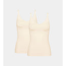 Sloggi GO Shirt 01 C2P dameshemd in beige met spaghettibandjes en V-hals, 2-pack van biologisch katoen. - Jambelles