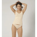 Sloggi GO Shirt 01 C2P dameshemd in beige met spaghettibandjes en V-hals, 2-pack van biologisch katoen. - Jambelles