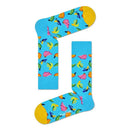 Groene Happy Socks Banana BAN01 fantasiesokken voor dames en heren met gele bananen, gedragen met kleurrijke sneakers. - Jambelles