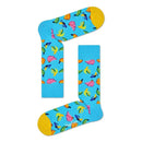 Groene Happy Socks Banana BAN01 fantasiesokken voor dames en heren met gele bananen, gedragen met kleurrijke sneakers. - Jambelles