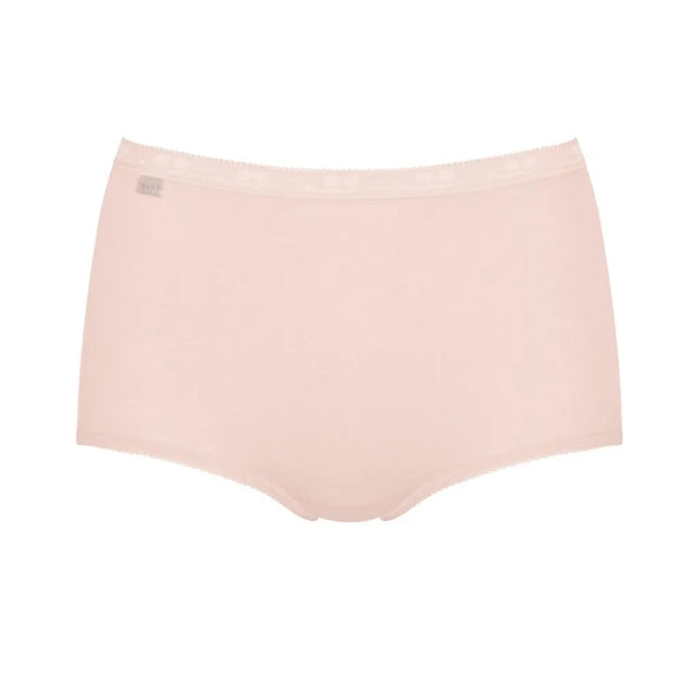 Lichtroze sloggi Basic+ Maxi dames slip met hoge taille, elastische tailleband en klein logolabel. - Jambelles