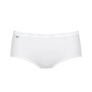 Lichtroze dames slip sloggi Basic+ Midi, van achteren gedragen, met hoge taille en subtiel afgewerkte elastische boorden. - Jambelles