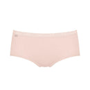 Lichtroze dames slip sloggi Basic+ Midi, van achteren gedragen, met hoge taille en subtiel afgewerkte elastische boorden. - Jambelles