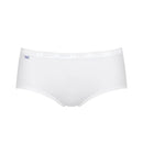 Lichtroze dames slip sloggi Basic+ Midi, van achteren gedragen, met hoge taille en subtiel afgewerkte elastische boorden. - Jambelles