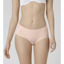 Lichtroze dames slip sloggi Basic+ Midi, van achteren gedragen, met hoge taille en subtiel afgewerkte elastische boorden. - Jambelles