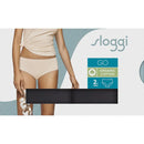 Achteraanzicht van dames slip sloggi GO Midi C2P 10207340 in beige, met hoge taille en fijne sierboord. - Jambelles