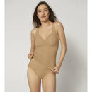 Taupekleurige dames slip sloggi ZERO Feel Maxi EX met hoge taille, naadloze afwerking en aangehecht label. - Jambelles